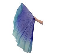 PSNKLMM 85cm Big Dance Fan Chiffon Foldable Fishbone Flowy Dancer Props Bellydance(Color 9,2PCS)
