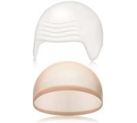 PSNKLMM Bald Outfit Cosplay Accessories Set With Latex Hat And Nylon Wig Cap For Halloween Carnival April Fool's Party(White)