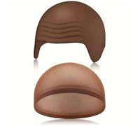 PSNKLMM Bald Outfit Cosplay Accessories Set With Latex Hat And Nylon Wig Cap For Halloween Carnival April Fool's Party(Brown)