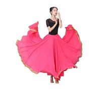 PSNKLMM Belly Dance Chiffon Womens 13 Color Solid 720 Degree Pendulum Skirt Gypsy Long Skirts Dancer Practice dance skirt(Rose red,S Length 85cm)