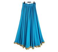 PSNKLMM Belly Dance Chiffon Womens 13 Color Solid 720 Degree Pendulum Skirt Gypsy Long Skirts Dancer Practice dance skirt(Sky blue,M Length 90CM)