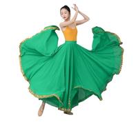 PSNKLMM Belly Dance Chiffon Womens 13 Color Solid 720 Degree Pendulum Skirt Gypsy Long Skirts Dancer Practice dance skirt(Green,M Length 90CM)