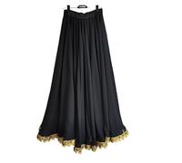 PSNKLMM Belly Dance Chiffon Womens 13 Color Solid 720 Degree Pendulum Skirt Gypsy Long Skirts Dancer Practice dance skirt(Black,S Length 85cm)
