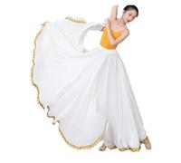 PSNKLMM Belly Dance Chiffon Womens 13 Color Solid 720 Degree Pendulum Skirt Gypsy Long Skirts Dancer Practice dance skirt(White,S Length 85cm)