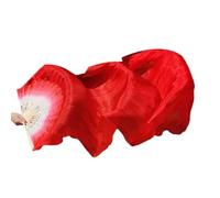 PSNKLMM Classical Dance Long Silk Fan Large Red Gradient Performance Elongated Rose(Red)