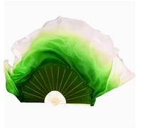 PSNKLMM Dance Fan Real Silk 86cm Gradient Folding Veil Hand Paint Bellydance Folk Square Dancer Show Props(Color 12,2pcs Right Hand)