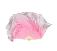 PSNKLMM Dance Fan Real Silk 86cm Gradient Folding Veil Hand Paint Bellydance Folk Square Dancer Show Props(Color19,1pcs Right 1pcs Left)