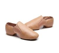 PSNKLMM Genuine Leather Jazz Dance Shoes Children For Men And Women Salsa Neo Arch Slip On Ballet Belly(Camel,33)