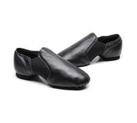 PSNKLMM Genuine Leather Jazz Dance Shoes Children For Men And Women Salsa Neo Arch Slip On Ballet Belly(Black,34)