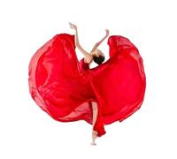 PSNKLMM Kid Girl 720 Degree Chiffon Skirt Ballet Belly Dance Gypsy Long Skirts Dancer Practice Wear Assorted Solid Purple Skir(Red,360 degree 55cm)