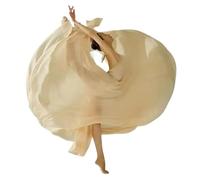 PSNKLMM Kid Girl 720 Degree Chiffon Skirt Ballet Belly Dance Gypsy Long Skirts Dancer Practice Wear Assorted Solid Purple Skir(Beige,720 degree 65cm)