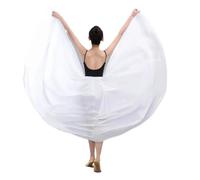 PSNKLMM Kid Girl 720 Degree Chiffon Skirt Ballet Belly Dance Gypsy Long Skirts Dancer Practice Wear Assorted Solid Purple Skir(WHITE,540 degree 80cm)