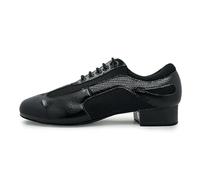 PSNKLMM Male Ballroom Dance Shoes Latin Salsa Soft Sole Professional Jazz Tango Shoe Dancing Man 2.5cm Heels Sneaker(Bright black indoor,43)