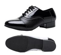 PSNKLMM Modern Dance Shoes For Men Soft Performance Leather Breathable Social Latin Square Formal Dress Jazz Sneakers(Outdoor black 3cm,44)