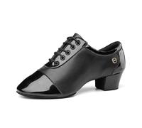 PSNKLMM Modern Men's Ballroom Tango Latin Dance Shoe Man Split Indoor Soft Sole Black White Square Dancing Children Boys Shoes(All black two points,39)
