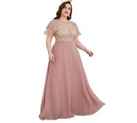 PSNKLMM Mother of The Bride Evening Dresses Short Sleeve Lace and Chiffon A-line Formal Occasion Birthday Party(20W)