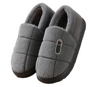 PSNKLMM Plus Size Cotton Slippers Winter Warm Thick Bottom Fleece Slippers For Men(Black2,42-43)