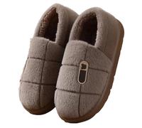 PSNKLMM Plus Size Cotton Slippers Winter Warm Thick Bottom Fleece Slippers For Men(Brown,42-43)