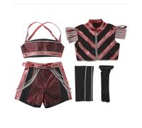 PSNKLMM The Musical Of Costume Six Red Dress Sexy Top Shorts Broadway Stage Performance Outfit Halloween(M)