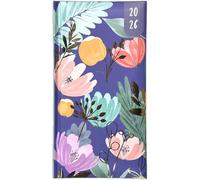 PSO 2026 Diary Slim Week to View Fashion soft padded hardback vintage Diary (Green Leafs)