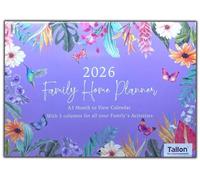 PSO 2026 Family Home Planner Calendar 5 Columns Size A3 - Cute Owls & Butterflies (Butterfly)