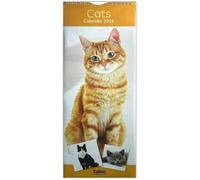 PSO 2026 Super Slim Month to View Spiral Bound Hanging Wall Calendar Home Office (Cats)
