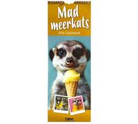 PSO 2026 Super Slim Month to View Spiral Bound Hanging Wall Calendar Home Office (Mad Meerkats)