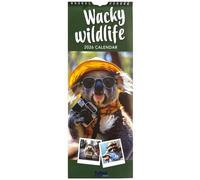PSO 2026 Super Slim Month to View Spiral Bound Hanging Wall Calendar Home Office (Wacky Wildlife)