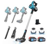 Psogpone Cordless Vacuum Cleaner for Makita 18V Battery, 45Kpa Powerful Vacuum Cleaner, 550W Stick Vacuum, Up to 55 Mins, Lightweight Vacuum for Hard Floor Carpet Pet Hair (2 * 5500mAH Battery)