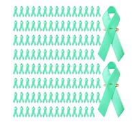 pson 120PCS Satin Awareness Ribbons with Safety Pins, Ribbon for Charity Events, Public Campaigns, and Social Causes(Teal)