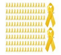 pson 120PCS Satin Awareness Ribbons with Safety Pins, Ribbon for Charity Events, Public Campaigns, and Social Causes(Yellow)