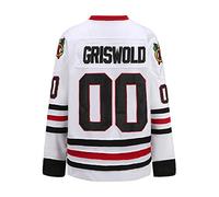 PSOOO Griswold #00 Movie Hockey Jerseys Stitched Letters and Numbers S-XXXL, White, XL