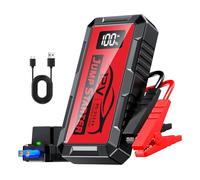 PSOOO Jump Starter 12V 8000A Power Pack Car Battery Pack (up to 10.0L Gas or 8.5L Diesel Engine) Jump Cable with Smart Clip and LED light (Red)