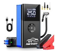 PSOOO Jump Starter with Air Compressor 8000A180PSl Portable Car Battery Jump Starter (AllGas/12L Diesel)12V Automobile Jump BoxPack Chargers with Jumper Cables 4-ModeLED Lights (Blue)
