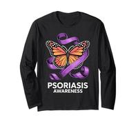 Psoriasis Awareness Butterfly Ribbon Support Group Community Long Sleeve T-Shirt