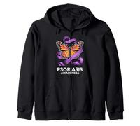 Psoriasis Awareness Butterfly Ribbon Support Group Community Zip Hoodie