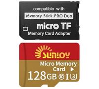 PSP Memory Stick Adapter with 128GB Micro SD Card, Micro SD/SDHC/SDXC to Memory Stick PRO Duo MagicGate Card Compatible with PlayStation Portable, Camera, Handycam, Smartphone, PSP 1000/2000/3000