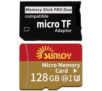 PSP Memory Stick Adapter with 128GB Micro SD Card, Micro SD/SDHC/SDXC to Memory Stick PRO Duo MagicGate Card Compatible with PlayStation Portable, Camera, Handycam, Smartphone, PSP 1000/2000/3000