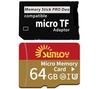 PSP Memory Stick Adapter with 64GB Micro SD Card, Micro SD/SDHC/SDXC to Memory Stick PRO Duo MagicGate Card Compatible with PlayStation Portable, Camera, Handycam, Cell Phone & PSP 1000/2000/3000