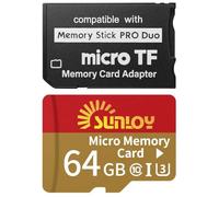 PSP Memory Stick Adapter with 64GB Micro SD Card, Micro SD/SDHC/SDXC to Memory Stick PRO Duo MagicGate Card Compatible with PlayStation Portable, Camera, Handycam, Cell Phone & PSP 1000/2000/3000