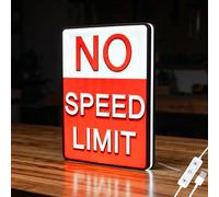 PSPCBS No Speed Limit LED Wall Sign, 3D Printed Retro Vintage Car Wall Decor Lighted Racing Sign for Boys Bedroom, Teen Room, Garage, Man Cave, Car Lover Gift Wall Art