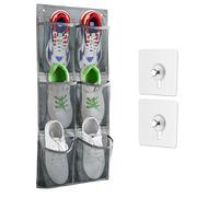 PSPIKXEG Over the Door Shoe Rack for Closet,Narrow Door Hanging Shoe Organizer with Large Deep Pockets,Shoe Storage in Camper Van,Cruise Ship,RV, Dorm (Grey, 1 PCS)