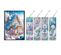 PsraGoor Christmas Bear Size Notebook Set with 4Pcs Bookmark Gift