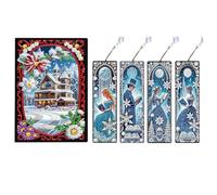 PsraGoor Christmas House Size Notebook Set with 4Pcs Bookmark Gift