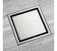 PSRONYAOG Bathroom Tile Invisible Floor Drain, Brushed Modern Shower Square Drain Cover Hair Shower Catcher Clean Strainer, Stainless Steel, with T-Valve,15x15cm