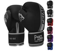 PSS Boxing Gloves for Kids/Youth Training Sparring, Kickboxing, Muay Thai, MMA, Heavy Punching Bag Mitts Focus Pads Workout Durable PU Leather, High-Density Foam Padding 4 6 8 10 Oz (Cool Grey, 10 oz)