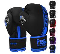 PSS Boxing Gloves for Kids/Youth Training Sparring, Kickboxing, Muay Thai, MMA, Heavy Punching Bag Mitts Focus Pads Workout Durable PU Leather, High-Density Foam Padding 4 6 8 10 Oz (Blue, 10 oz)