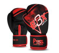 PSS Boxing Gloves for Kids/Youth Training Sparring, Kickboxing, Muay Thai, MMA, Heavy Punching Bag Mitts Focus Pads Workout Durable PU Leather, High-Density Foam Padding 4 6 8 10 Oz (Red, 10 Oz)