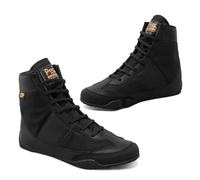 PSS Boxing Shoes Ankle Grip Long Laces-Training Sparring Taekwondo Combat Martial Arts Bodybuilding Athletic Fitness Sport Climbing (Black, UK Footwear Size System, Adult, Men, Numeric, Medium, 10.5)