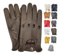 PSS Classic Full-Finger Unlined Leather Driving Gloves for Men-chauffeur Vintage Retro Style for cycling riding gym wheel chair summer mittens 507 (L, Brown)